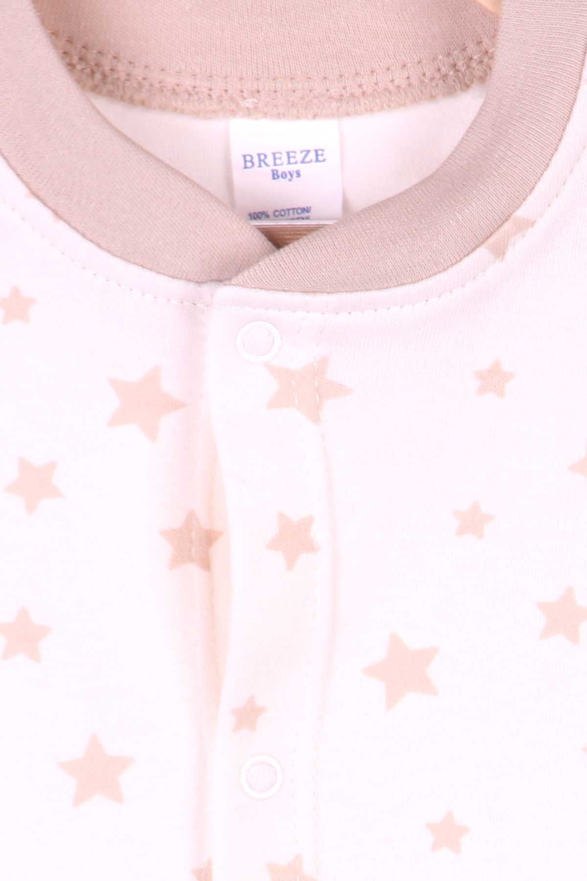Breeze Erkek Bebek Patikli Tulum Yıldızlı Krem (0-3 Ay-4 Ay)