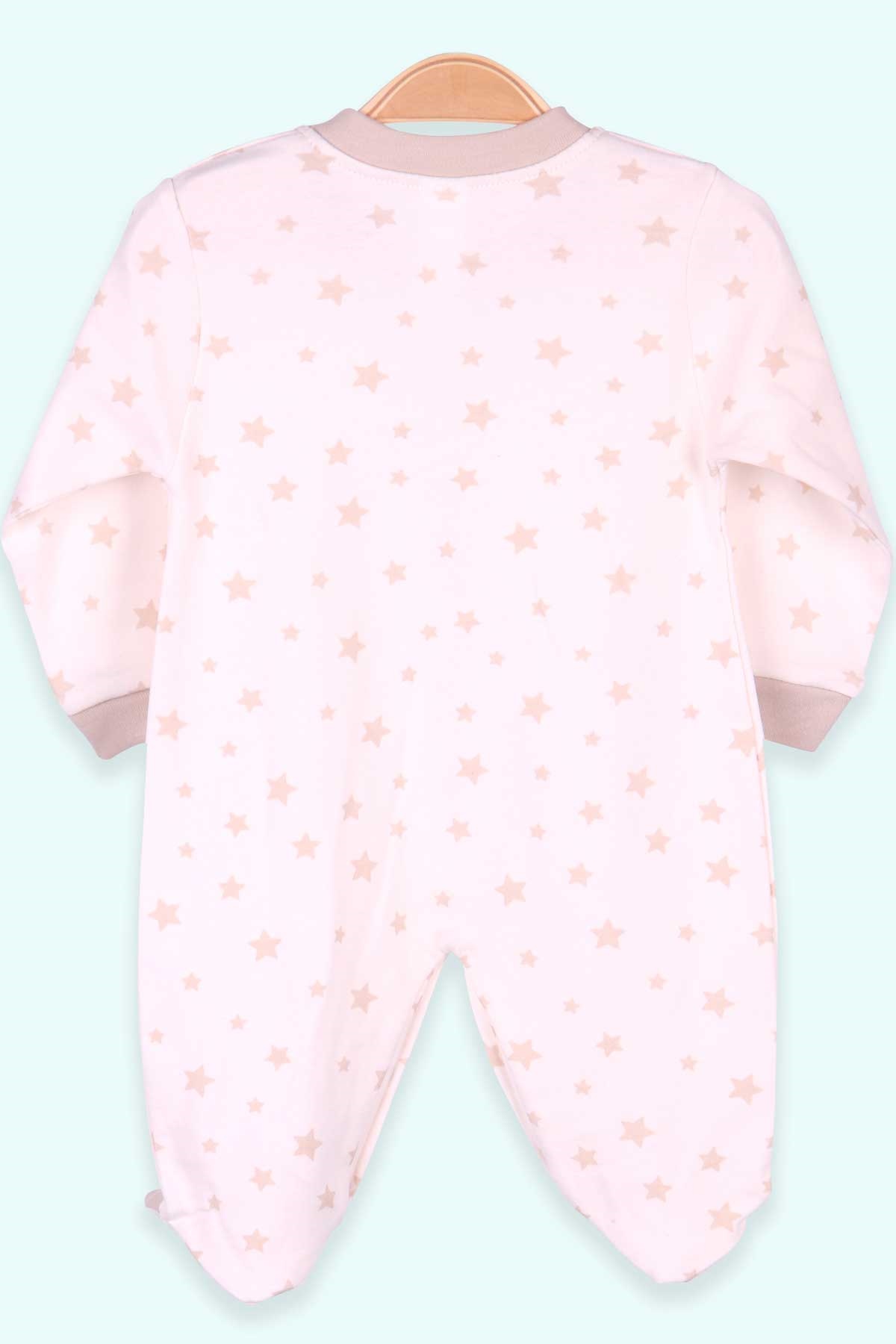 Breeze Erkek Bebek Patikli Tulum Yıldızlı Krem (0-3 Ay-4 Ay)