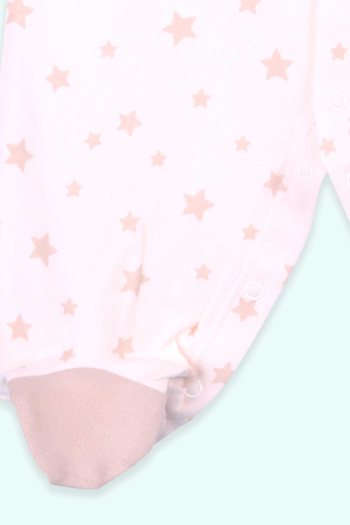 Breeze Erkek Bebek Patikli Tulum Yıldızlı Krem (0-3 Ay-4 Ay)