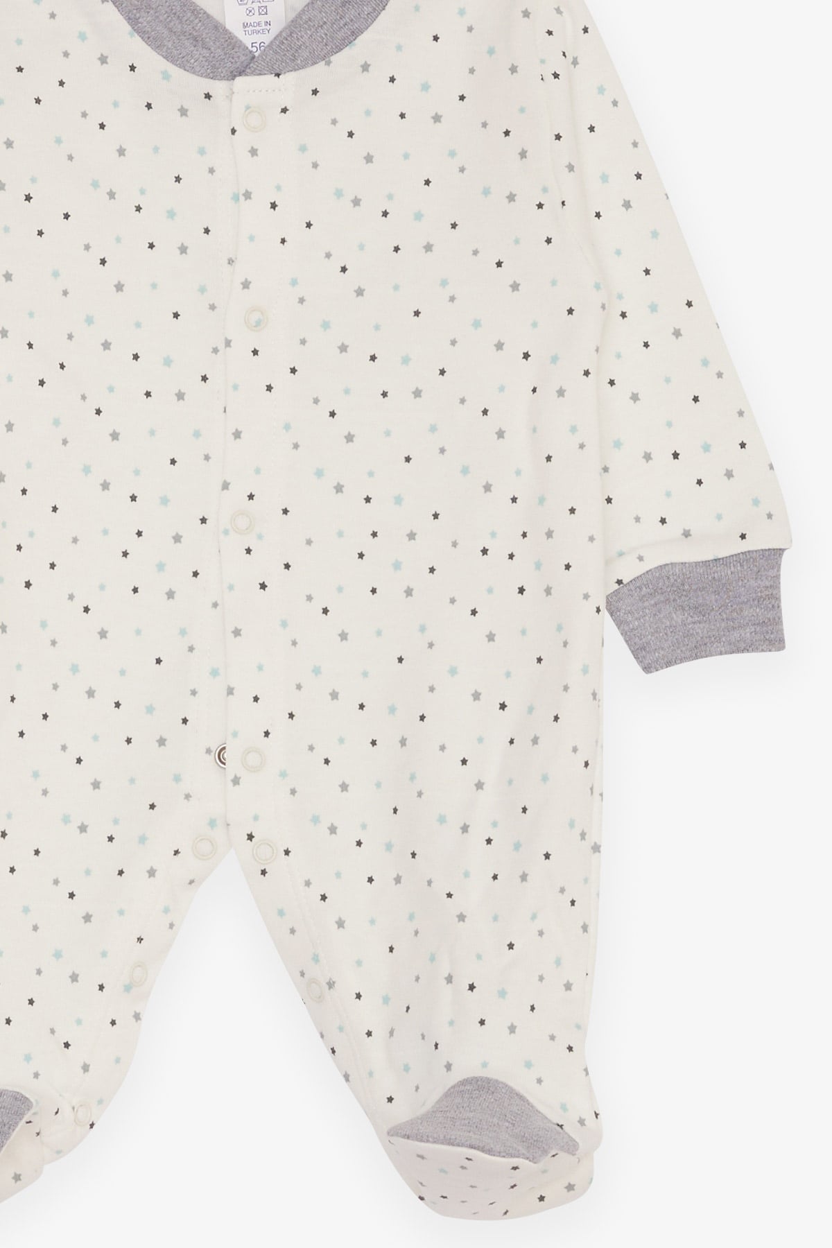 Breeze Erkek Bebek Patikli Tulum Yıldız Desenli Beyaz (0-3 Ay-6 Ay)