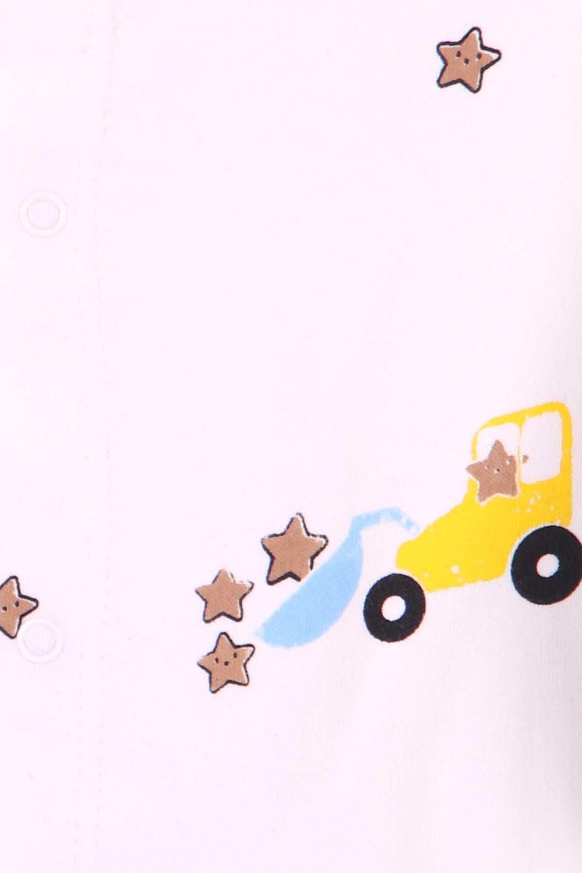 Breeze Erkek Bebek Patikli Tulum Yıldızlı Şapkalı Set Ekru (0-3 Ay-4 Ay)