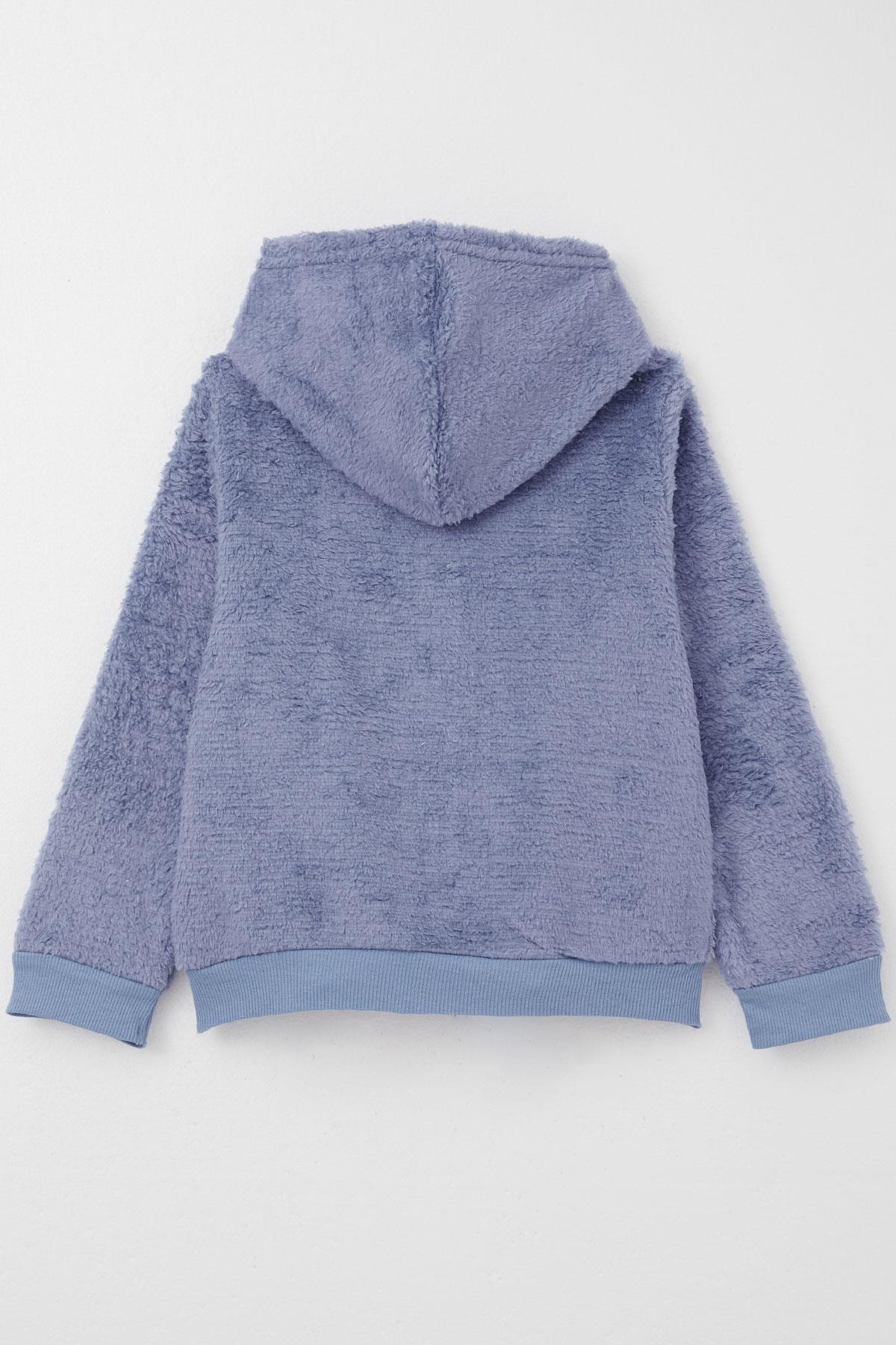Breeze Erkek Bebek Peluş Hırka Kapüşonlu Fermuarlı Lila (9 Ay-3 Yaş)