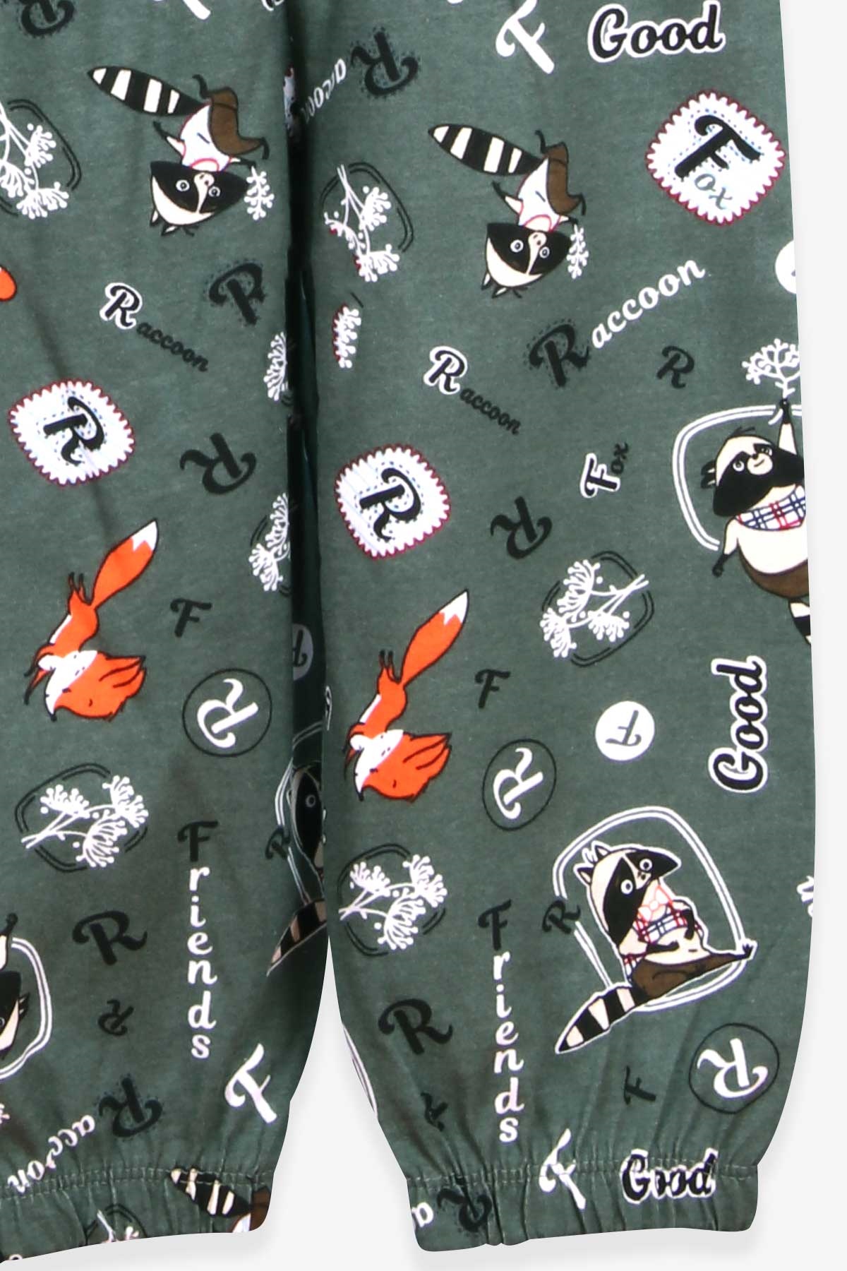 Breeze Erkek Bebek Pijama Takım Rakun Desenli Yeşil (9 Ay-3 Yaş)