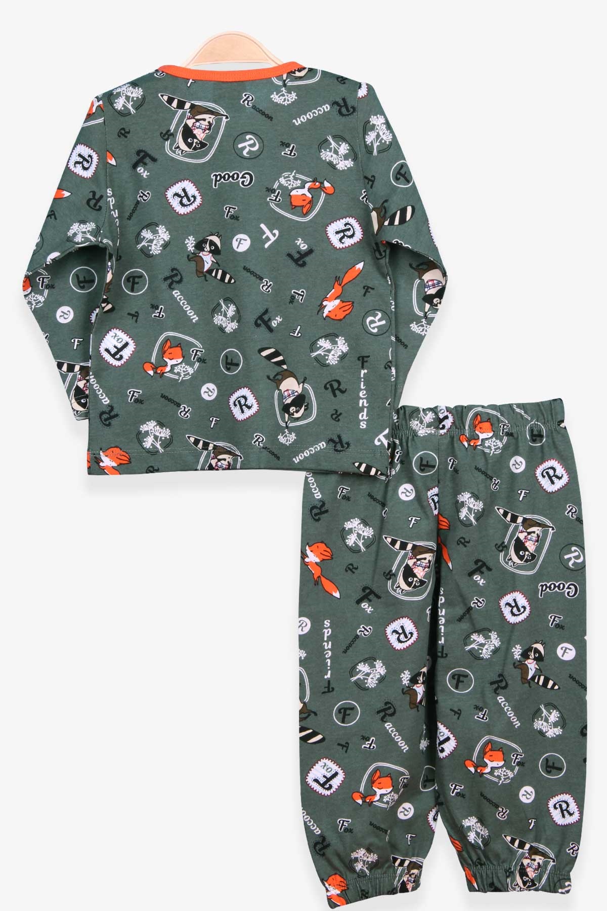 Breeze Erkek Bebek Pijama Takım Rakun Desenli Yeşil (9 Ay-3 Yaş)