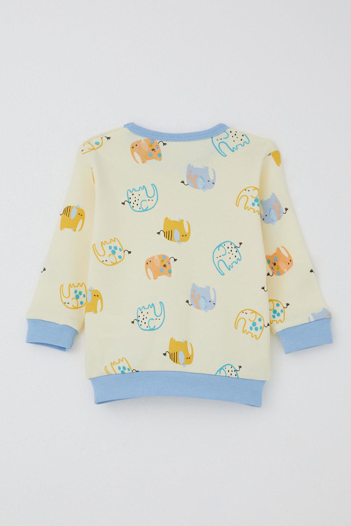 Breeze Erkek Bebek Pijama Takım Sevimli Fil Desenli Sarı (4 Ay-1 Yaş)