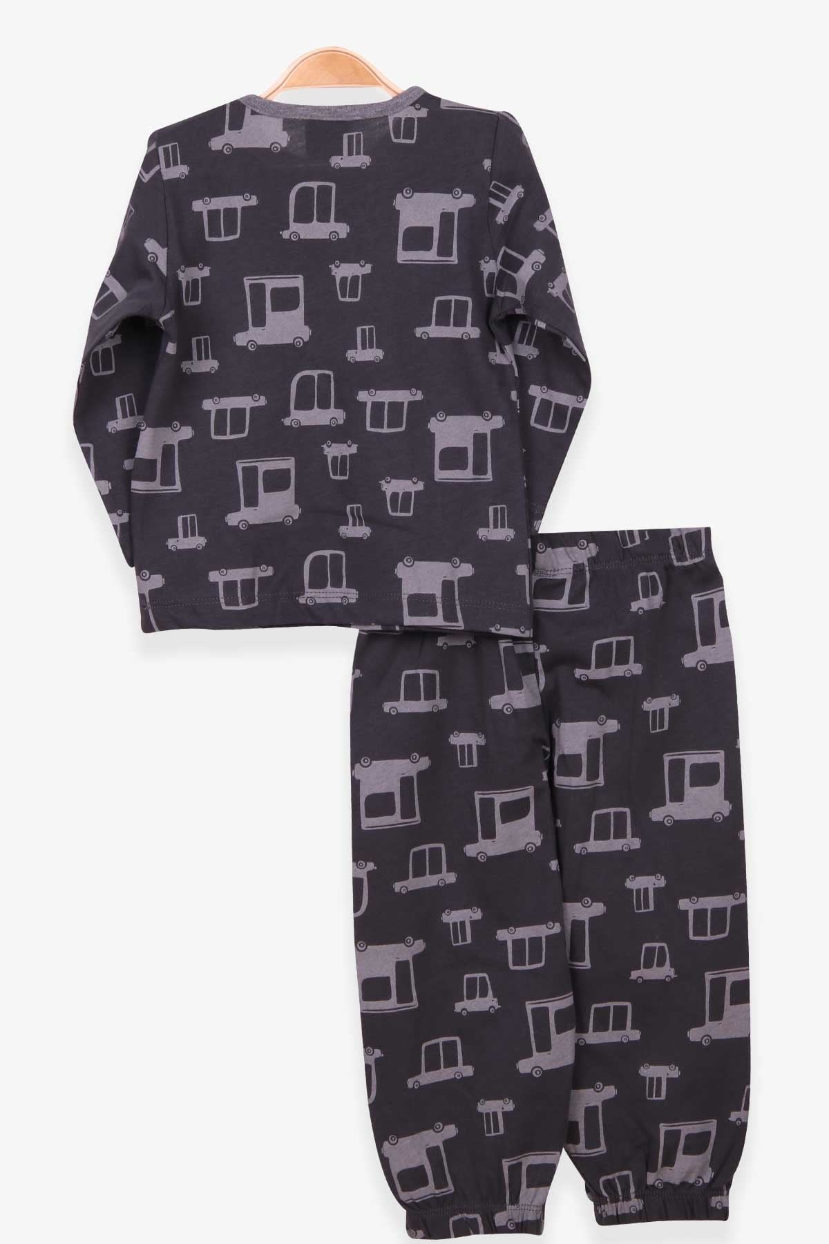 Breeze Erkek Bebek Pijama Takımı Araba Desenli Füme (9 Ay-3 Yaş)
