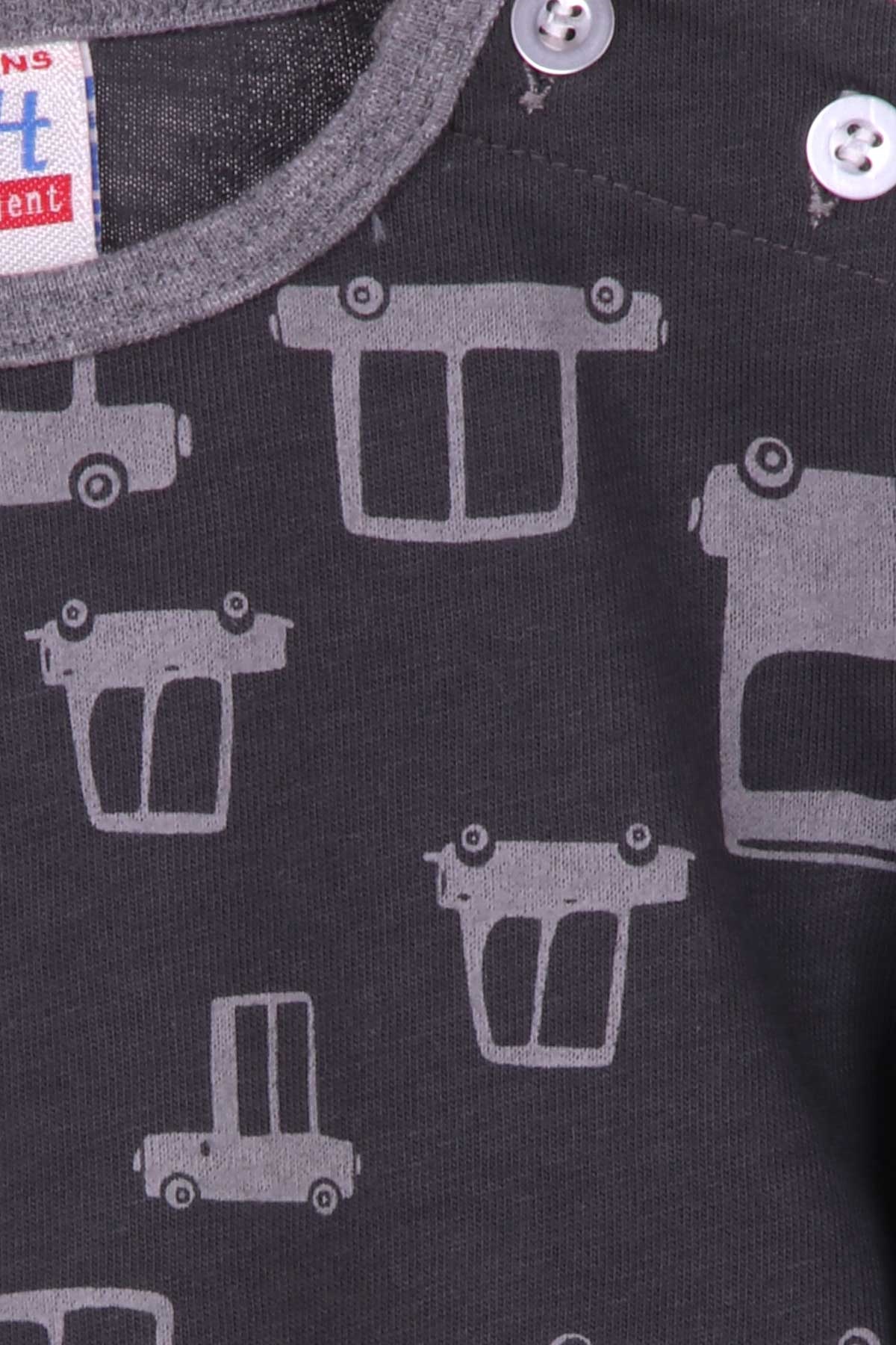 Breeze Erkek Bebek Pijama Takımı Araba Desenli Füme (9 Ay-3 Yaş)
