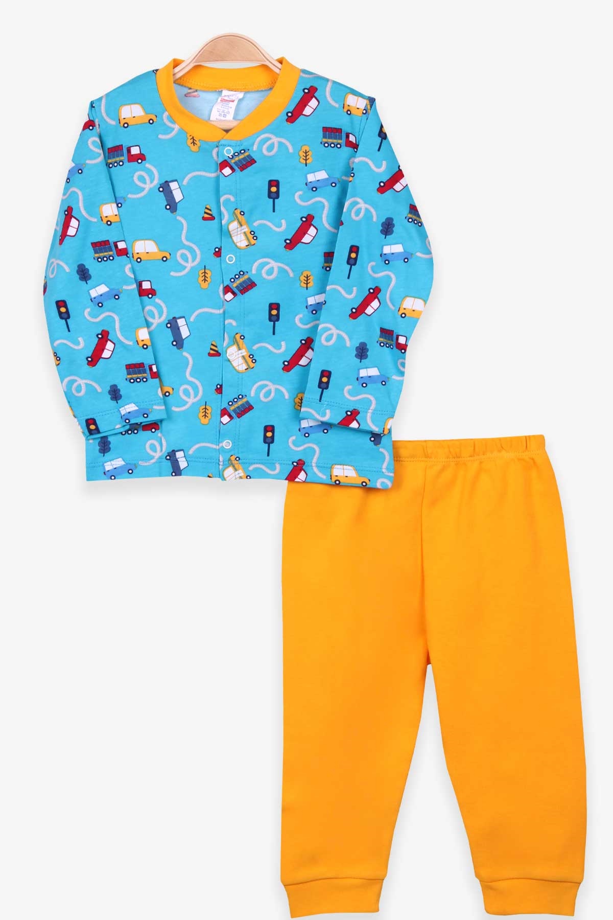 Breeze Erkek Bebek Pijama Takımı Araba Desenli Mavi (4 Ay-1 Yaş)