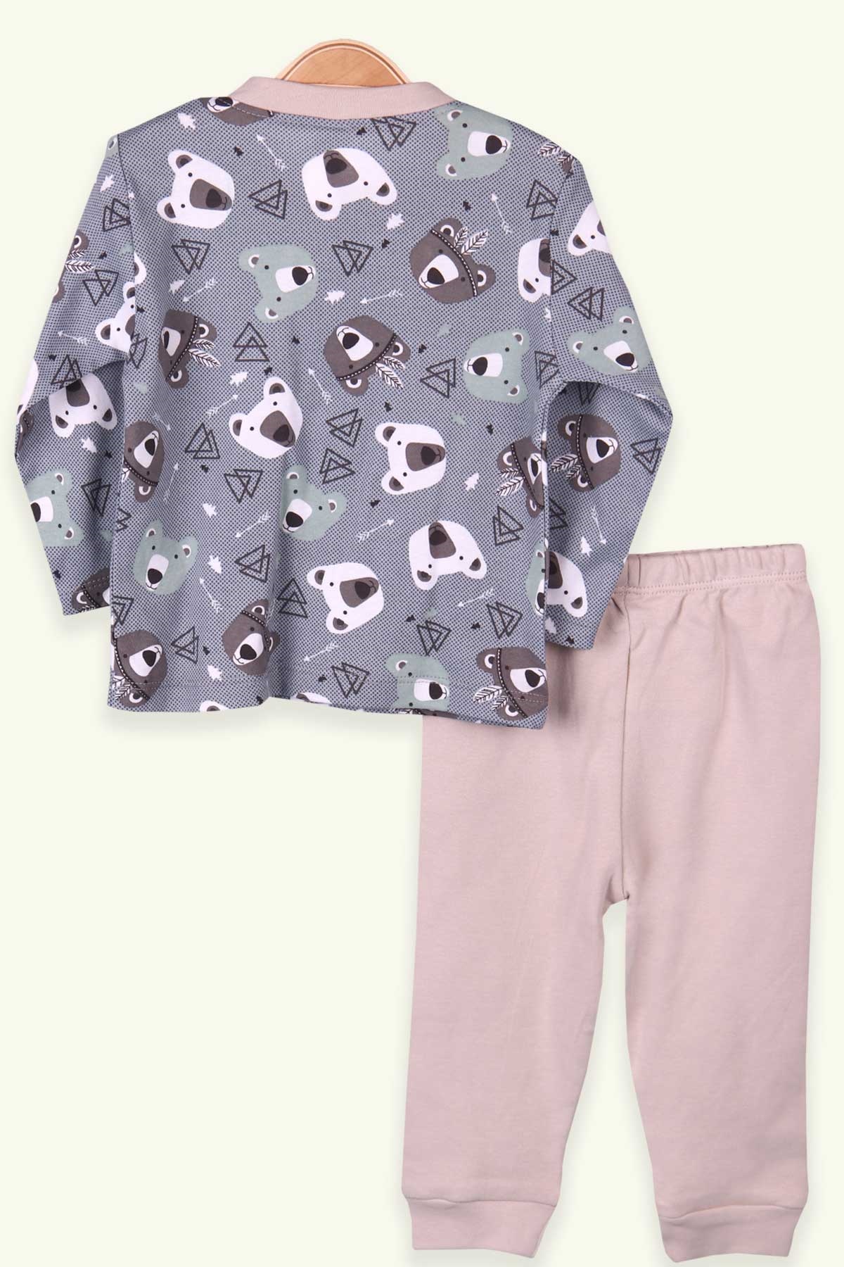 Breeze Erkek Bebek Pijama Takımı Ayıcıklı İndigo (0-3 Ay-9 Ay)