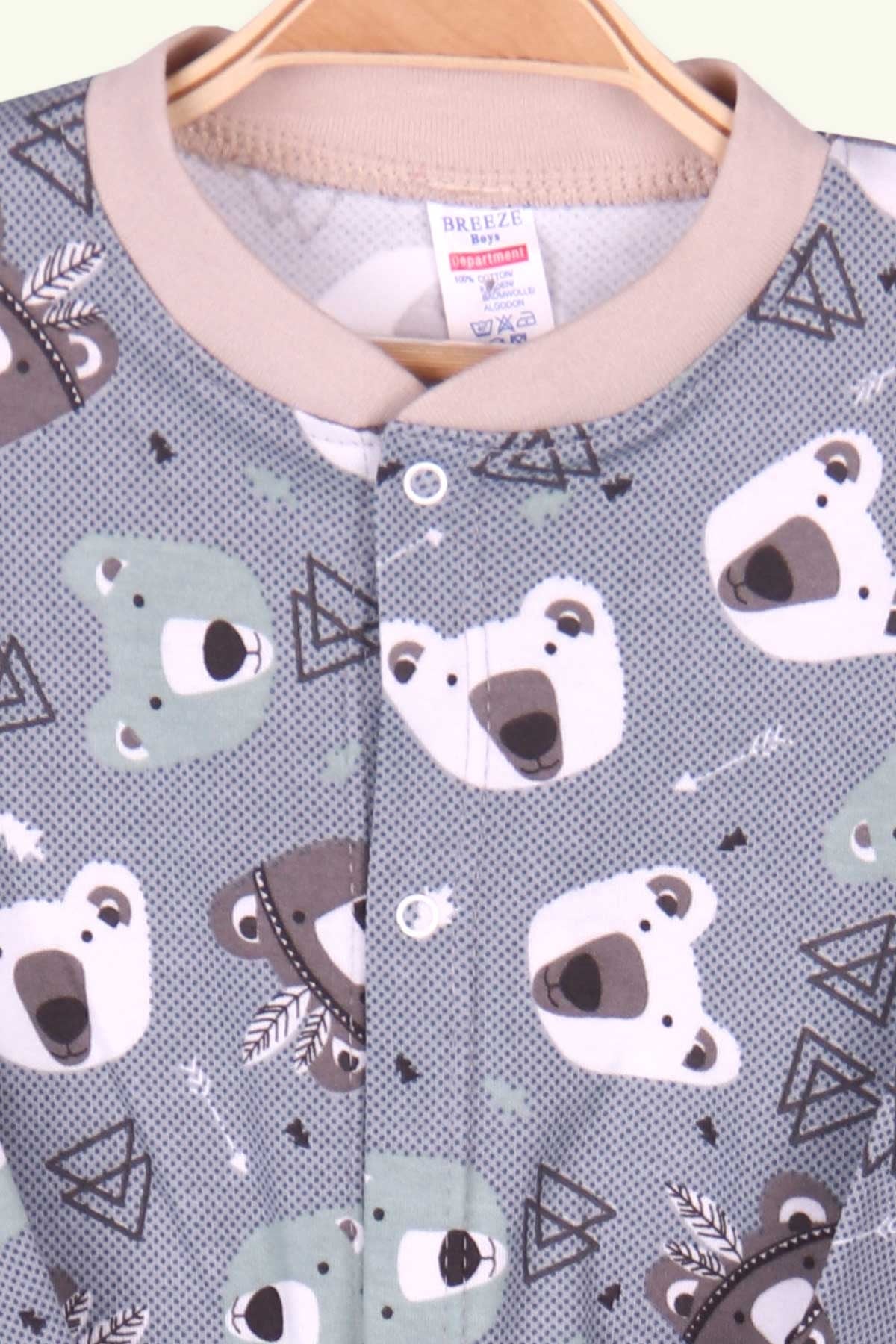 Breeze Erkek Bebek Pijama Takımı Ayıcıklı İndigo (0-3 Ay-9 Ay)
