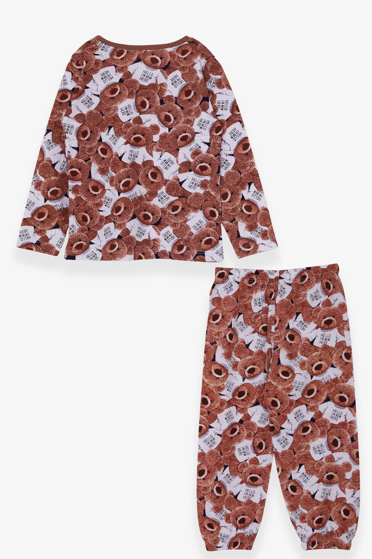 Breeze Erkek Bebek Pijama Takımı Ayıcık Desenli Kahverengi (9 Ay-2 Yaş)
