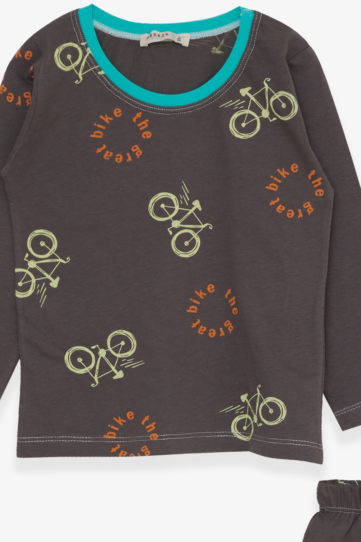Breeze Erkek Bebek Pijama Takımı Bisiklet Desenli Haki Yeşil (9 Ay-3 Yaş)