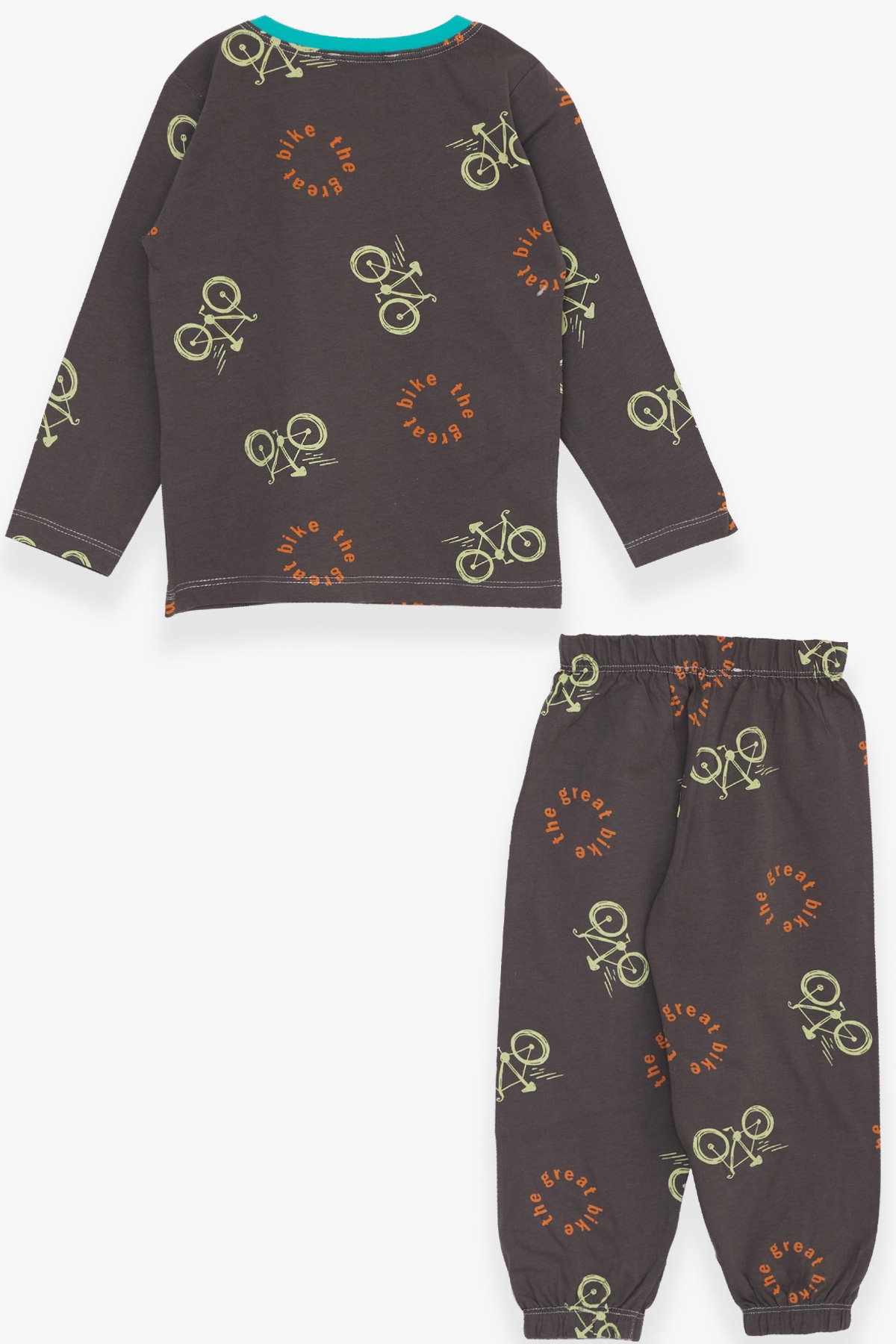Breeze Erkek Bebek Pijama Takımı Bisiklet Desenli Haki Yeşil (9 Ay-3 Yaş)
