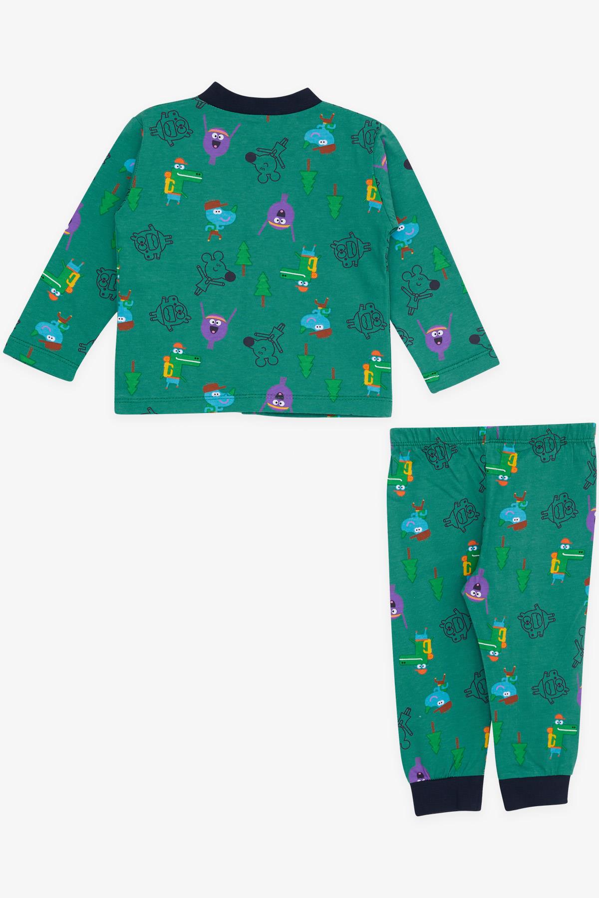 Breeze Erkek Bebek Pijama Takımı Çılgın Hayvancıklar Desenli Yeşil (4 Ay-1 Yaş)