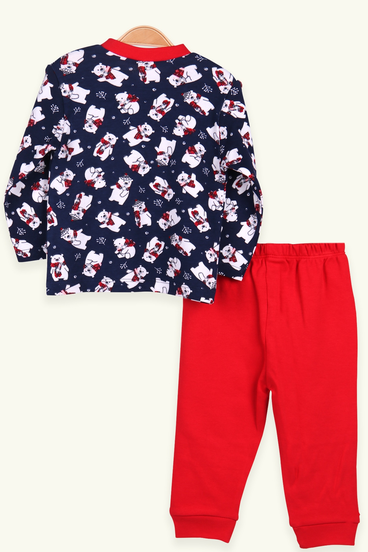 Breeze Erkek Bebek Pijama Takımı Çıtçıtlı Ayıcıklı Kırmızı (0-3 Ay-9 Ay)