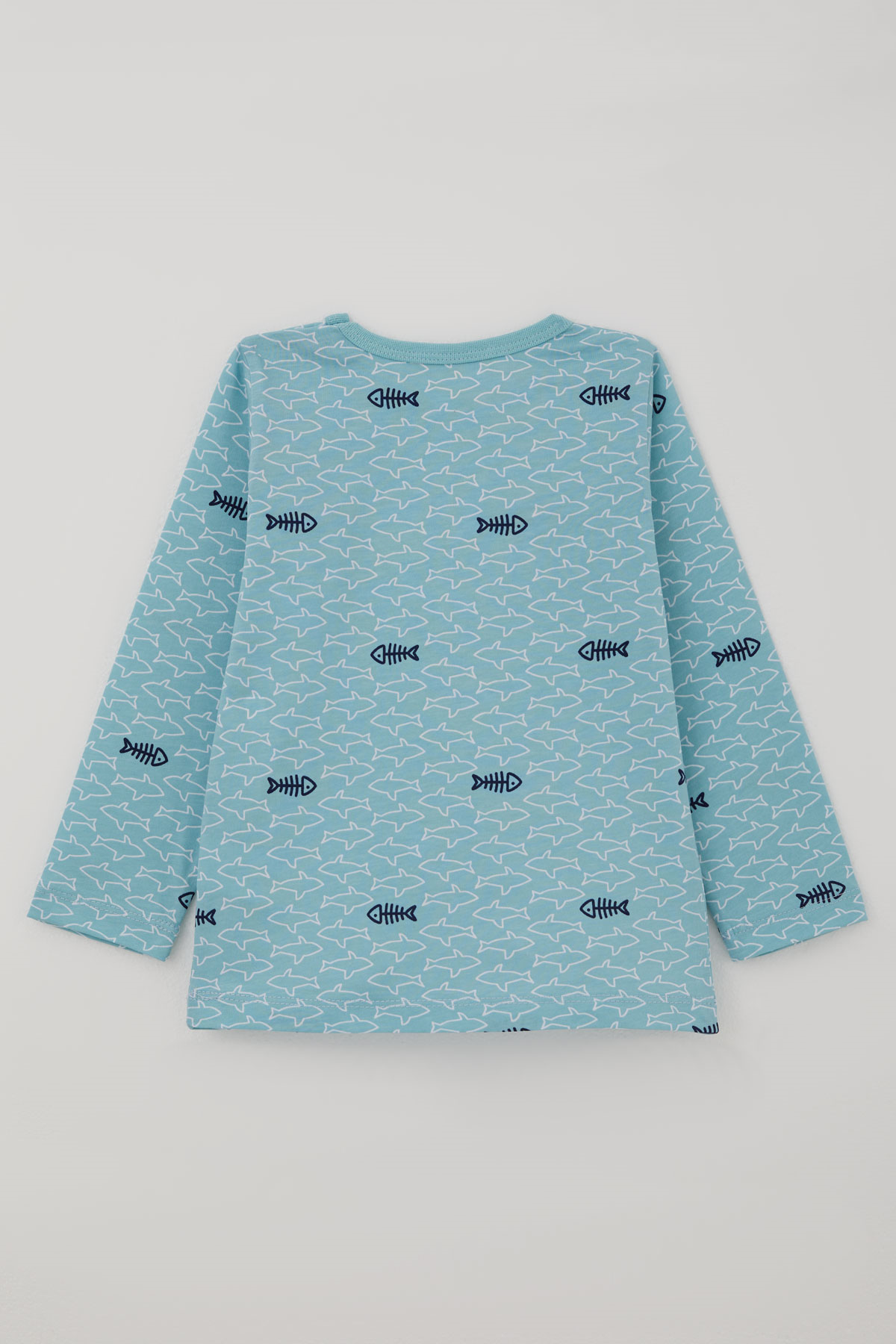 Breeze Erkek Bebek Pijama Takımı Deniz Temalı Köpekbalığı Desenli Turkuaz (9 Ay-3 Yaş)