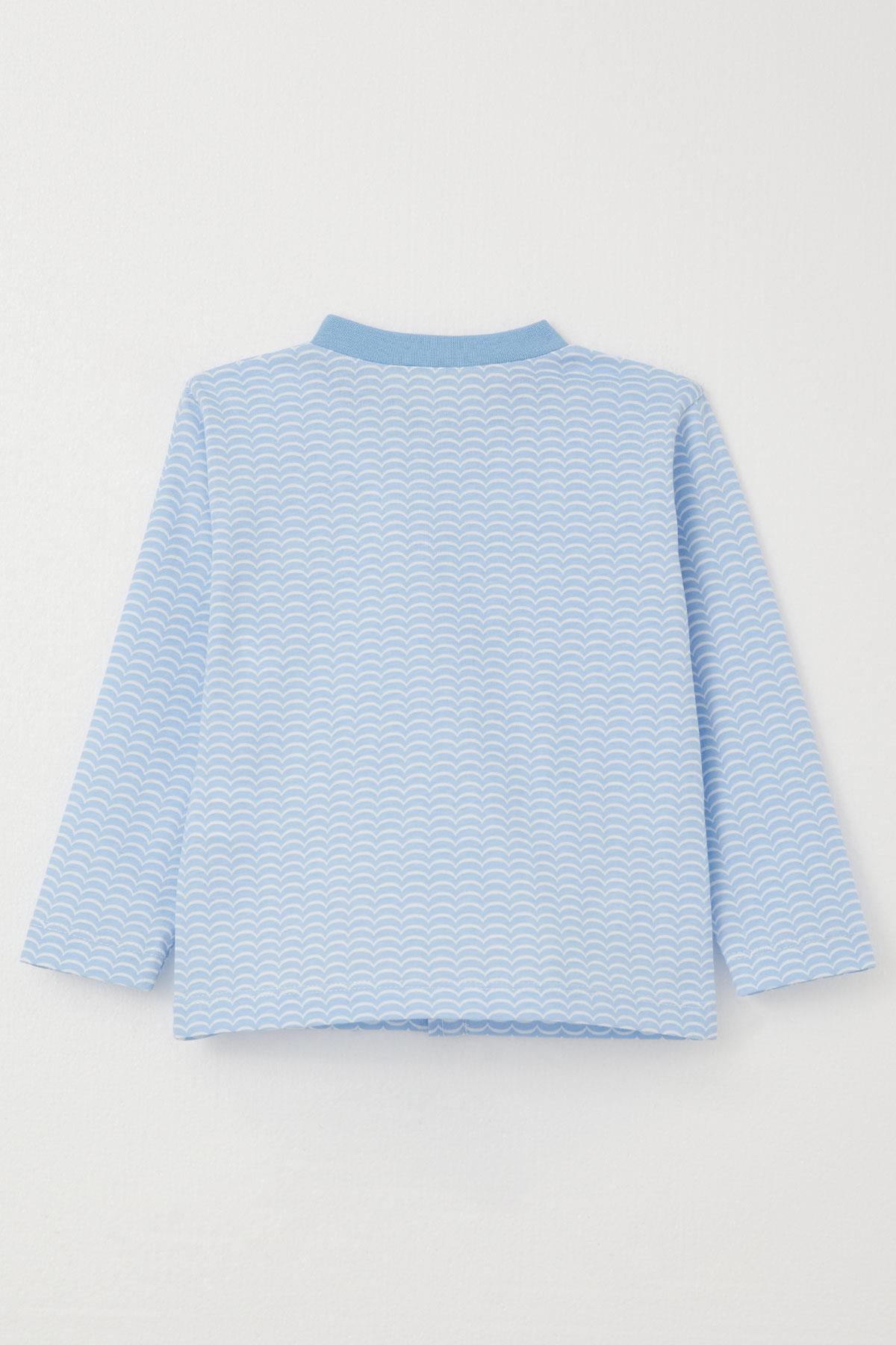 Breeze Erkek Bebek Pijama Takımı Desenli Düğmeli Açık Mavi (4 Ay-1 Yaş)