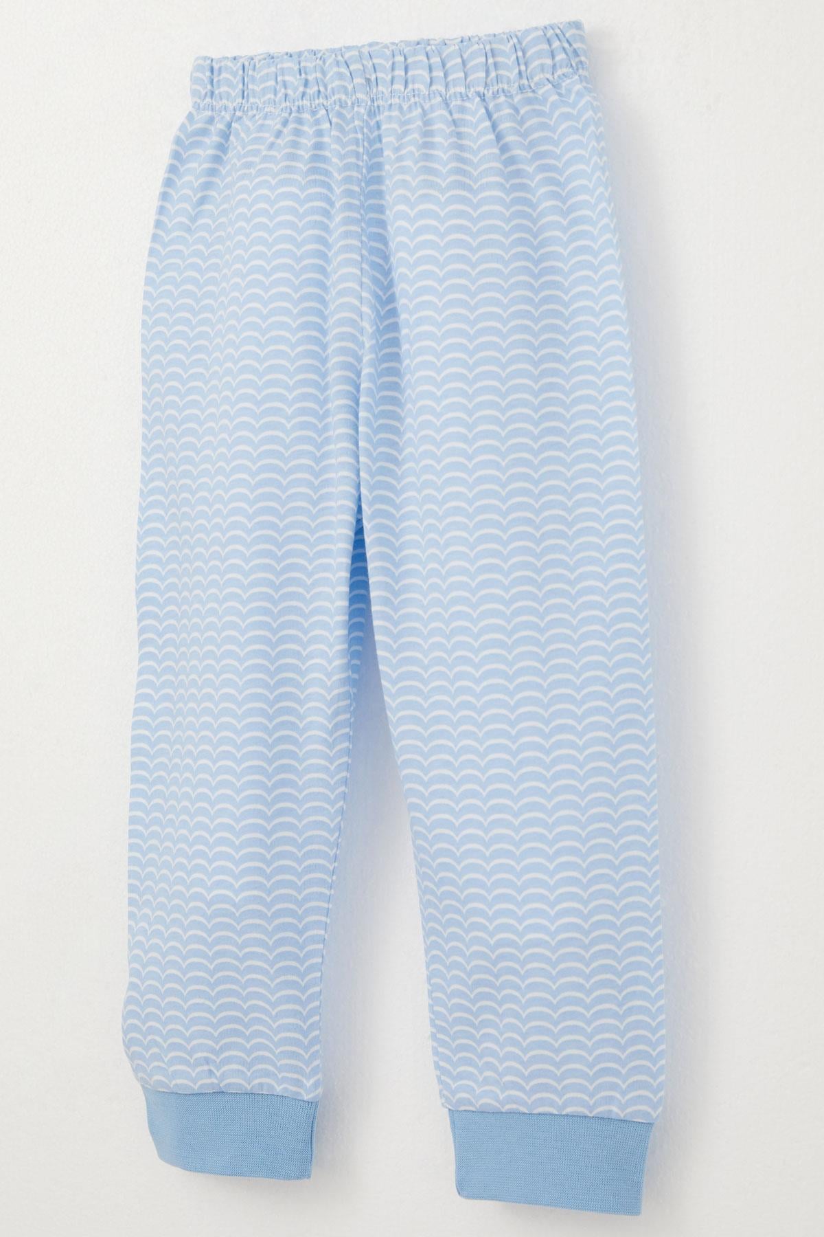 Breeze Erkek Bebek Pijama Takımı Desenli Düğmeli Açık Mavi (4 Ay-1 Yaş)