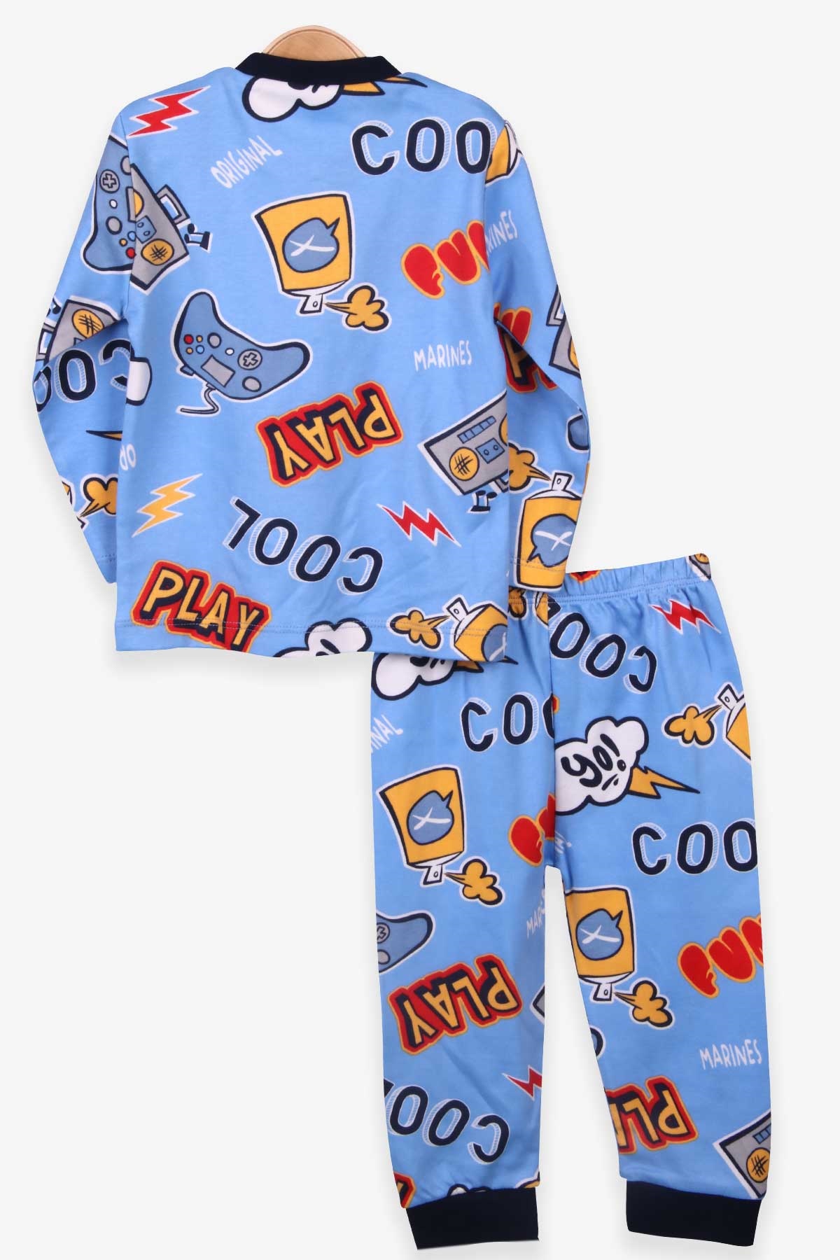 Breeze Erkek Bebek Pijama Takımı Desenli Açık Mavi (4 Ay-1 Yaş)
