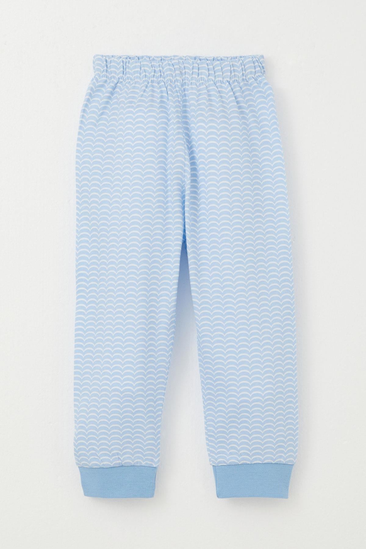 Breeze Erkek Bebek Pijama Takımı Desenli Düğmeli Açık Mavi (4 Ay-1 Yaş)