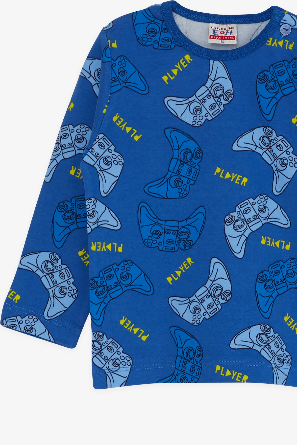 Breeze Erkek Bebek Pijama Takımı Desenli Saks Mavisi (9 Ay-1.5 Yaş)