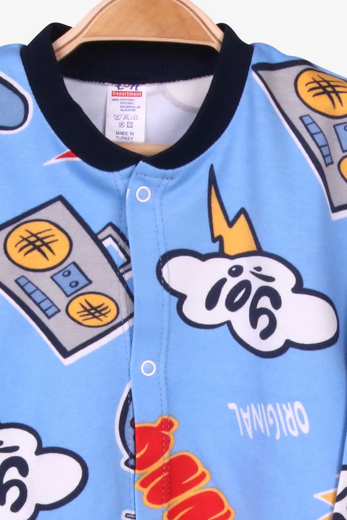 Breeze Erkek Bebek Pijama Takımı Desenli Açık Mavi (4 Ay-1 Yaş)