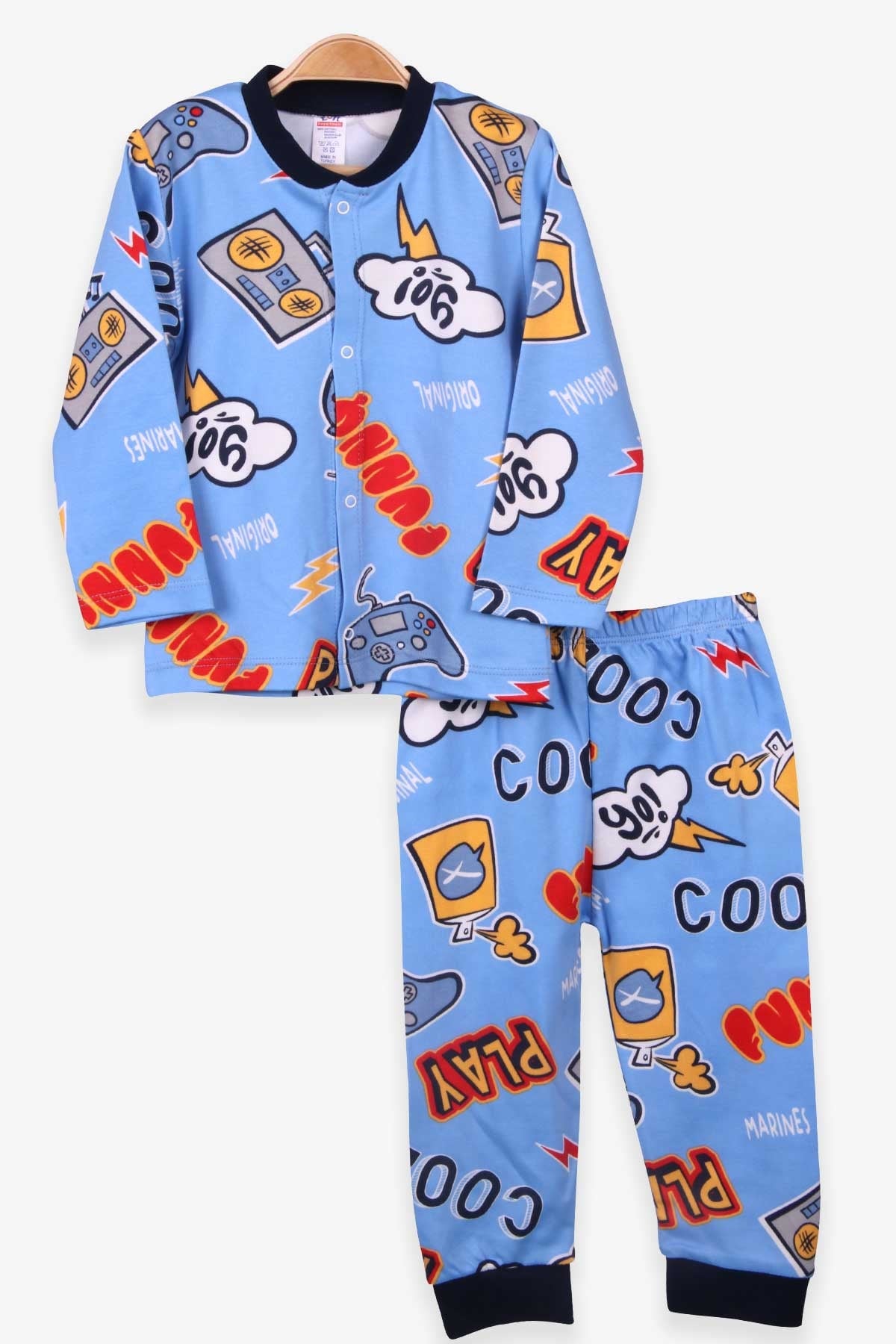 Breeze Erkek Bebek Pijama Takımı Desenli Açık Mavi (4 Ay-1 Yaş)