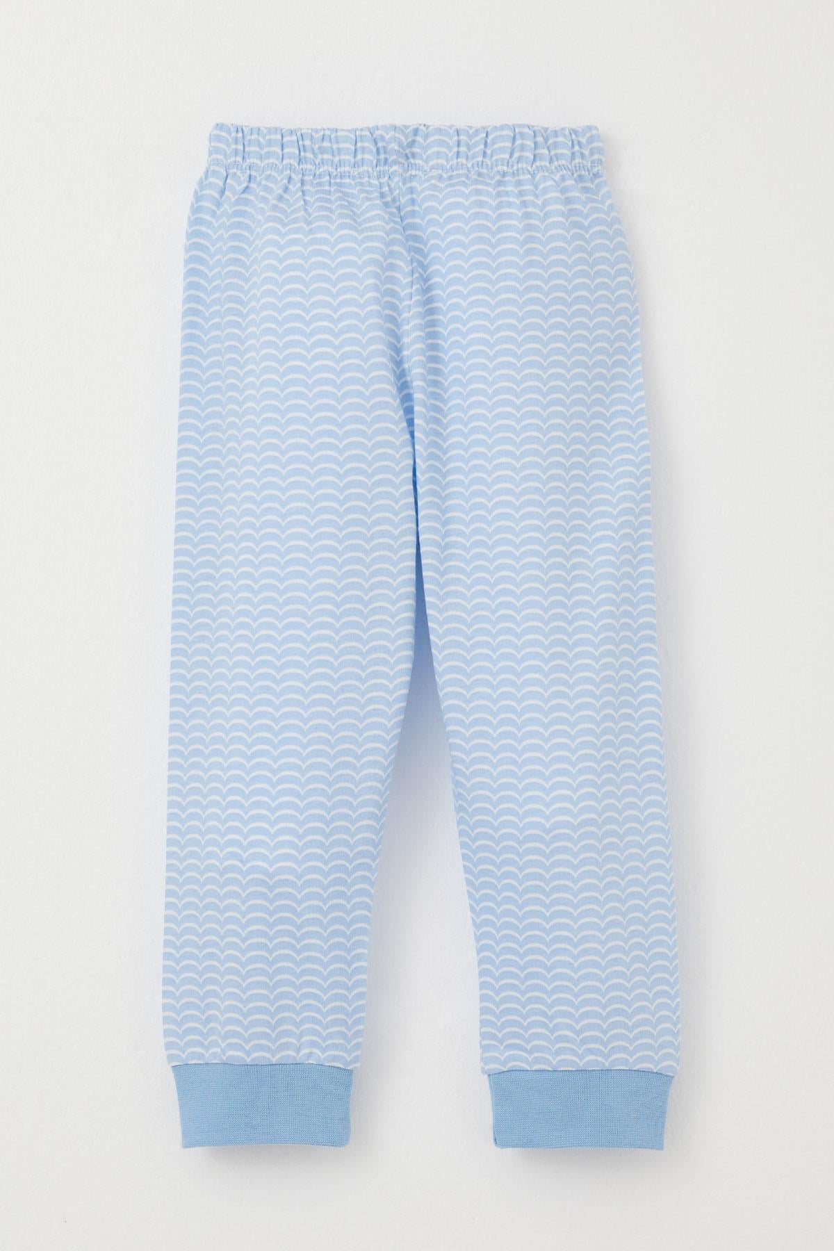 Breeze Erkek Bebek Pijama Takımı Desenli Düğmeli Açık Mavi (4 Ay-1 Yaş)
