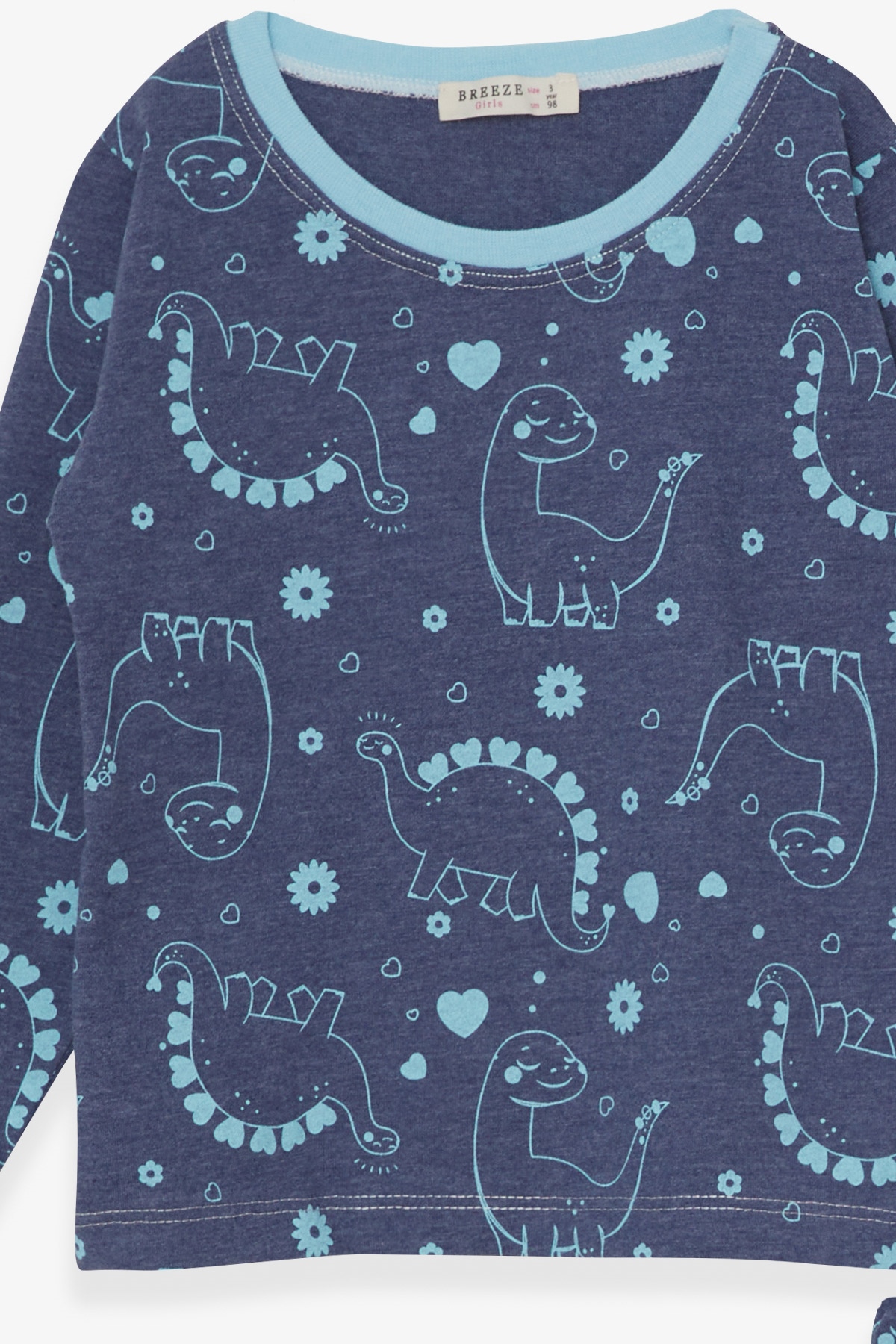 Breeze Erkek Bebek Pijama Takımı Dinozor Desenli İndigo (9 Ay-3 Yaş)