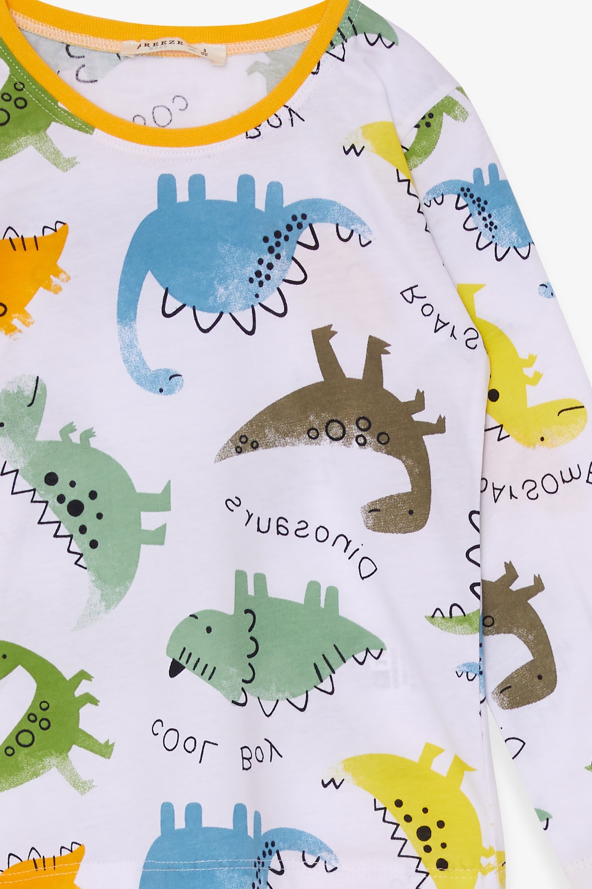 Breeze Erkek Bebek Pijama Takımı Dinozor Desenli Beyaz (9 Ay-3 Yaş)