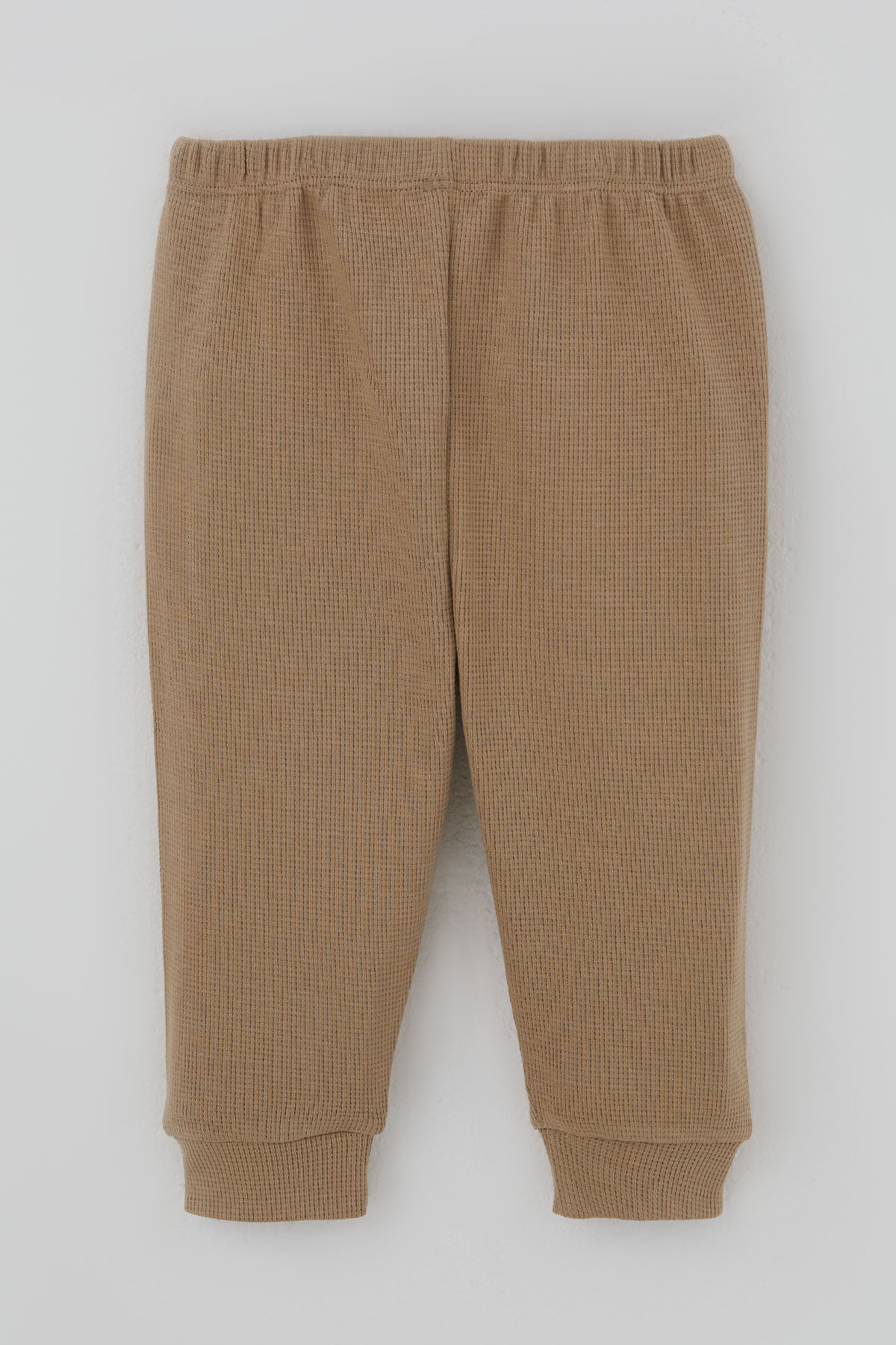 Breeze Erkek Bebek Pijama Takımı Dokulu Önden Çıtçıtlı Açık Kahverengi (4 Ay-1 Yaş)