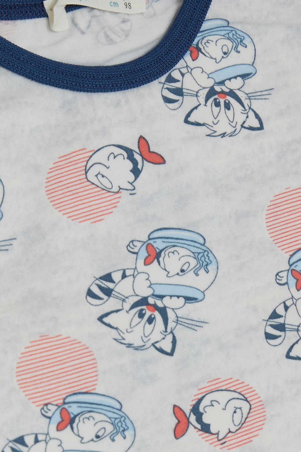 Breeze Erkek Bebek Pijama Takımı Dostluk Temalı Buz Mavisi (9 Ay-3 Yaş)