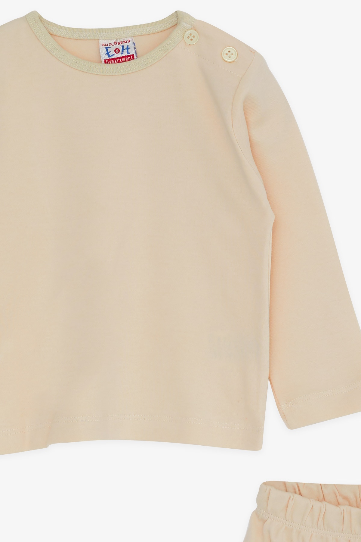 Breeze Erkek Bebek Pijama Takımı Düz Renk Krem (9 Ay-1.5 Yaş)