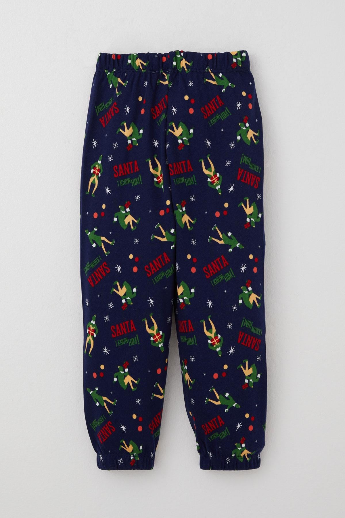 Breeze Erkek Bebek Pijama Takımı Eğlenceli Noel Baba Desenli Lacivert (9 Ay-3 Yaş)