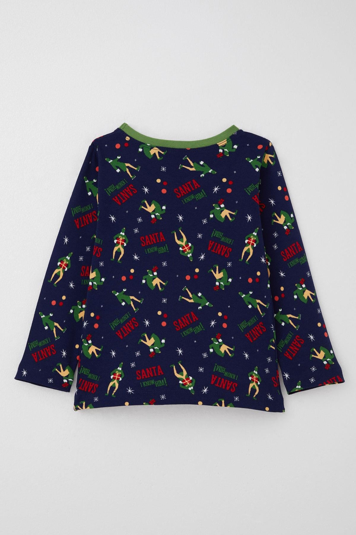 Breeze Erkek Bebek Pijama Takımı Eğlenceli Noel Baba Desenli Lacivert (9 Ay-3 Yaş)