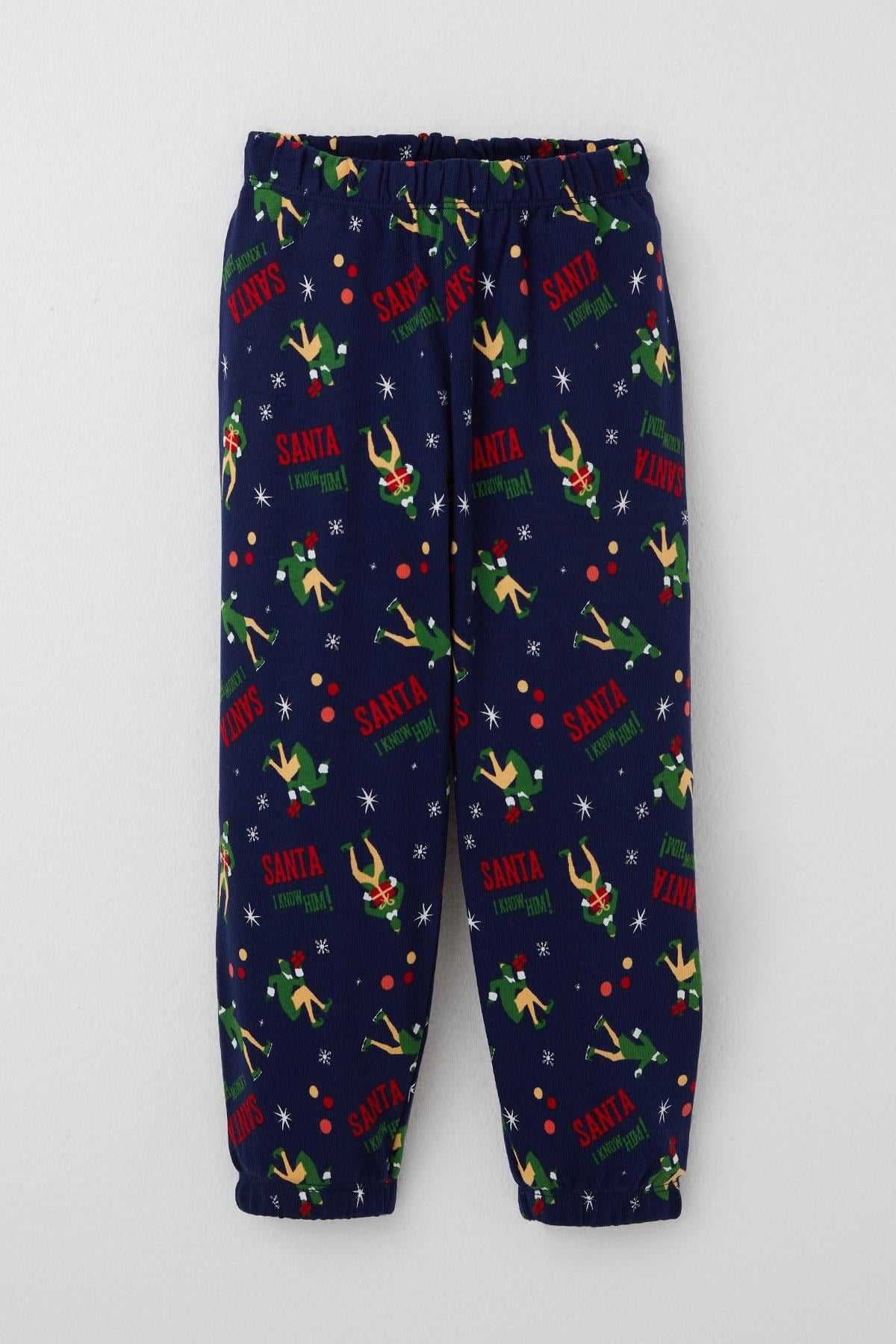 Breeze Erkek Bebek Pijama Takımı Eğlenceli Noel Baba Desenli Lacivert (9 Ay-3 Yaş)