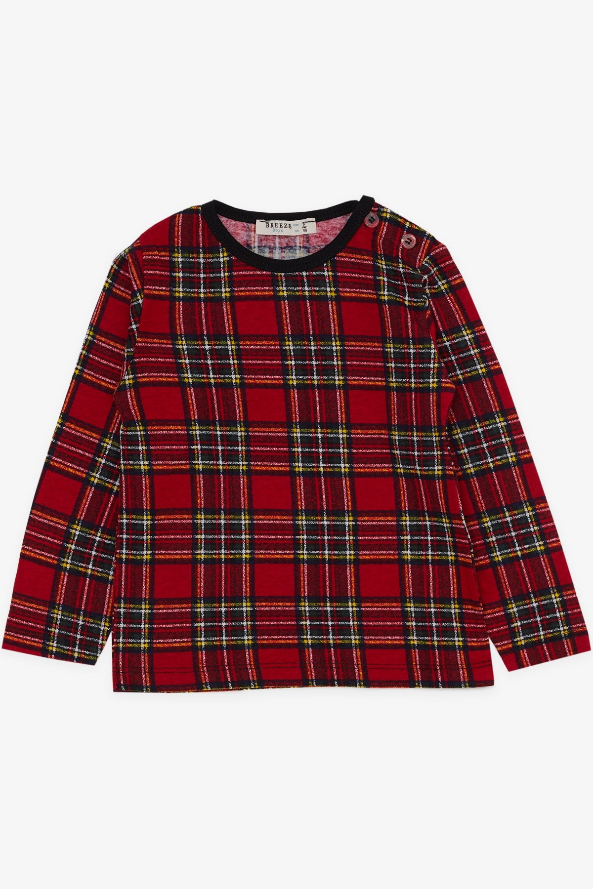 Breeze Erkek Bebek Pijama Takımı Ekose Desenli Kırmızı (9 Ay-3 Yaş)
