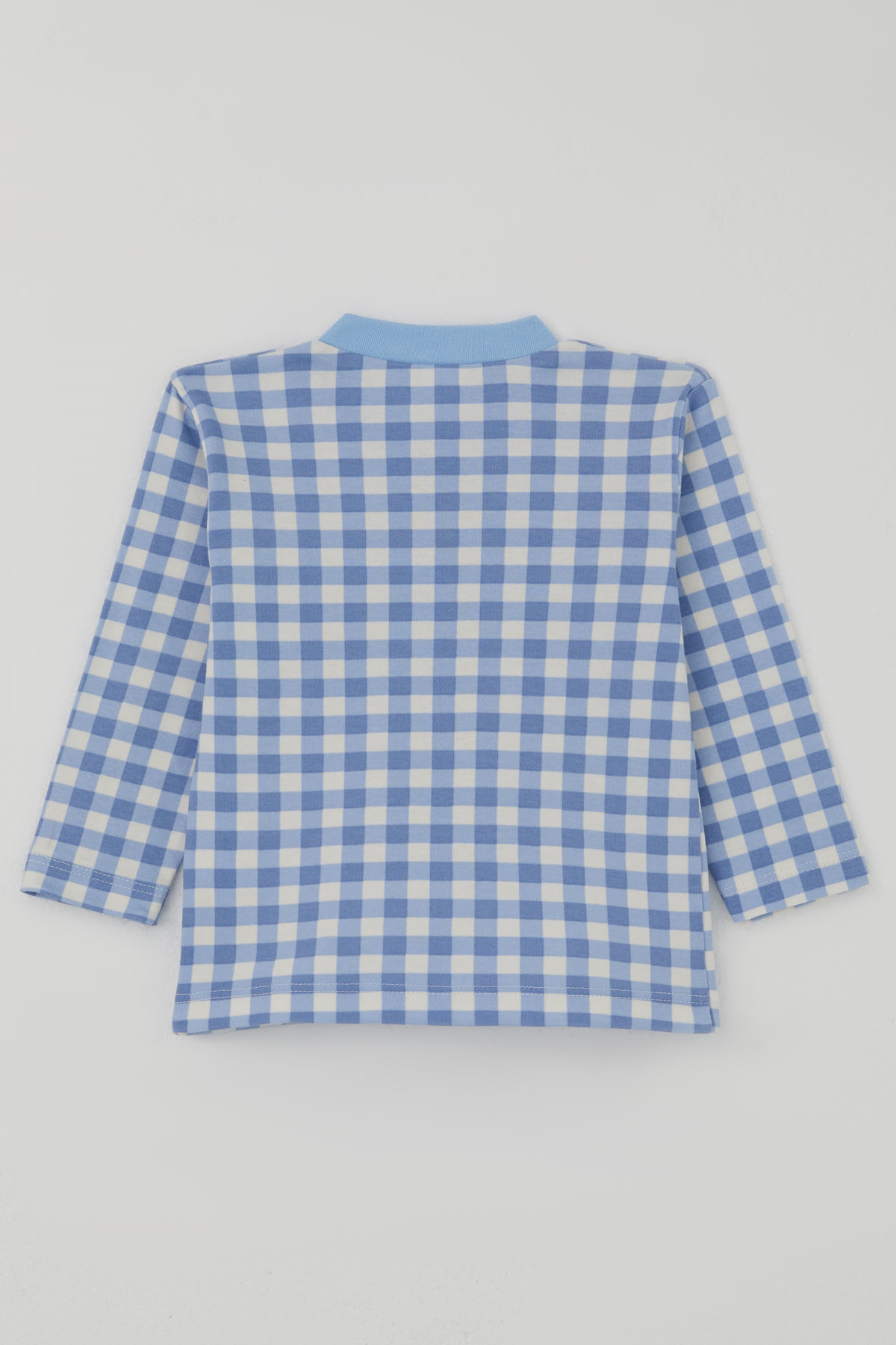 Breeze Erkek Bebek Pijama Takımı Ekose Desenli Önden Çıtçıtlı Mavi (4 Ay-1 Yaş)