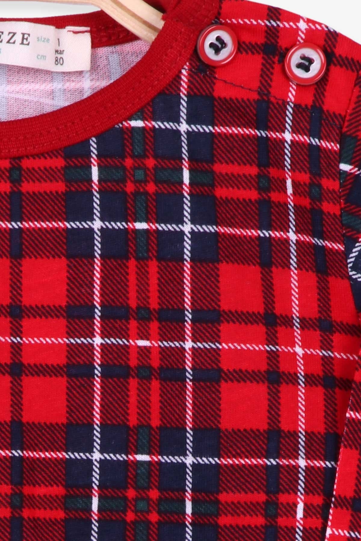 Breeze Erkek Bebek Pijama Takımı Ekoseli Kırmızı (9 Ay-3 Yaş)