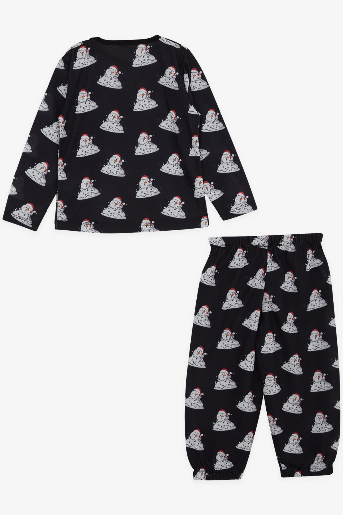 Breeze Erkek Bebek Pijama Takımı Eriyen Kardan Adam Desenli Siyah (9 Ay-3 Yaş)