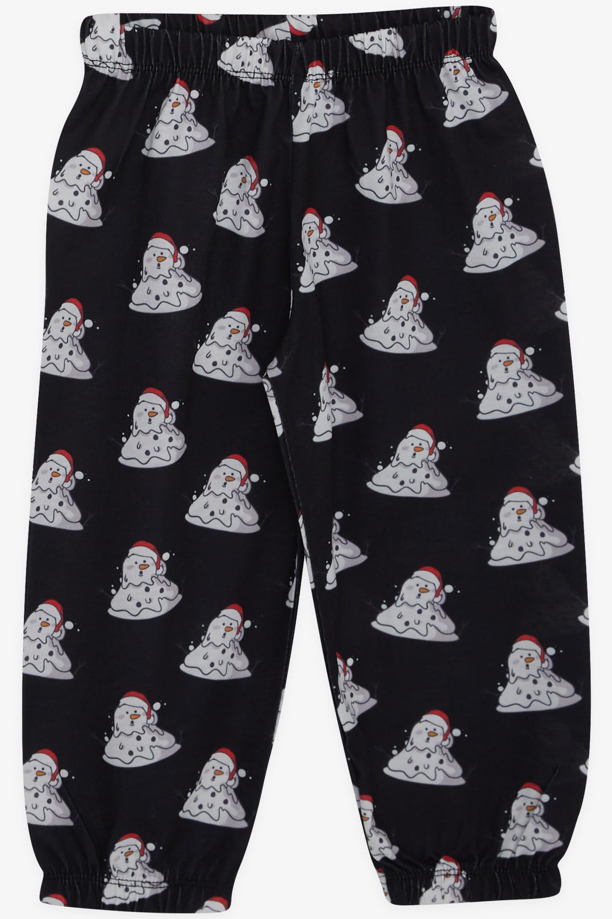 Breeze Erkek Bebek Pijama Takımı Eriyen Kardan Adam Desenli Siyah (9 Ay-3 Yaş)