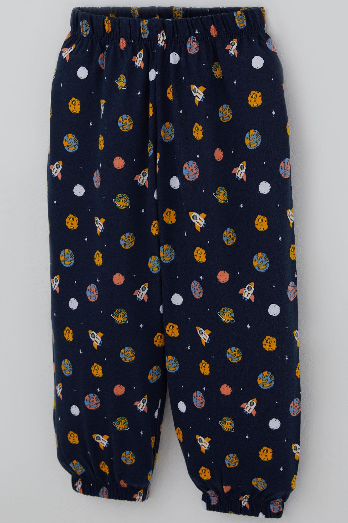 Breeze Erkek Bebek Pijama Takımı Galaksi Temalı Lacivert (9 Ay-3 Yaş)