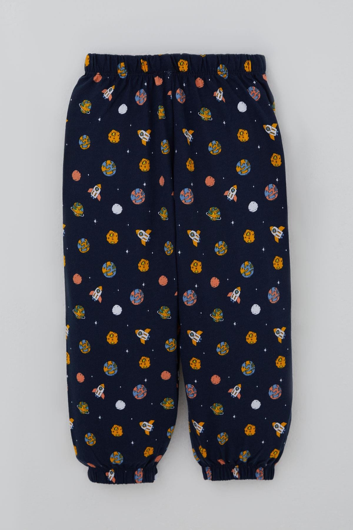 Breeze Erkek Bebek Pijama Takımı Galaksi Temalı Lacivert (9 Ay-3 Yaş)
