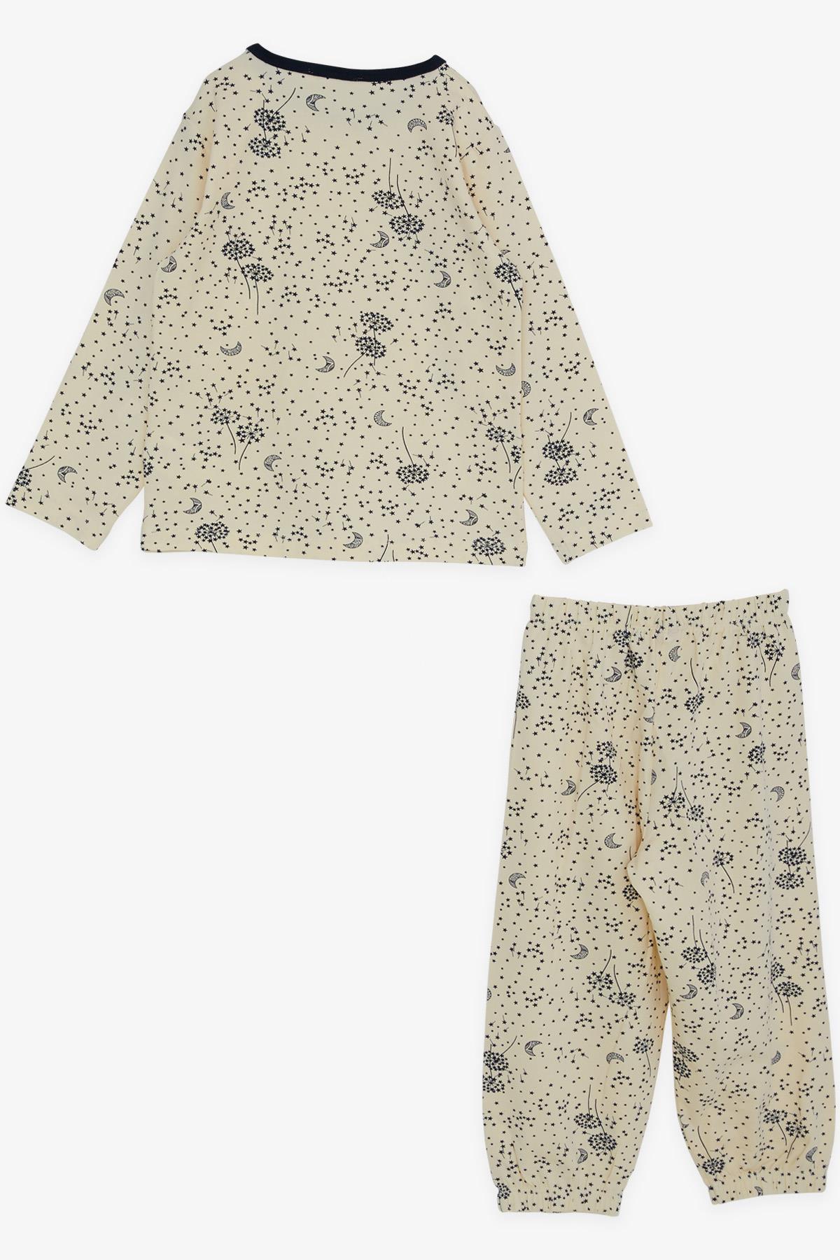Breeze Erkek Bebek Pijama Takımı Gece Temalı Çiçek Desenli Krem (9 Ay-3 Yaş)