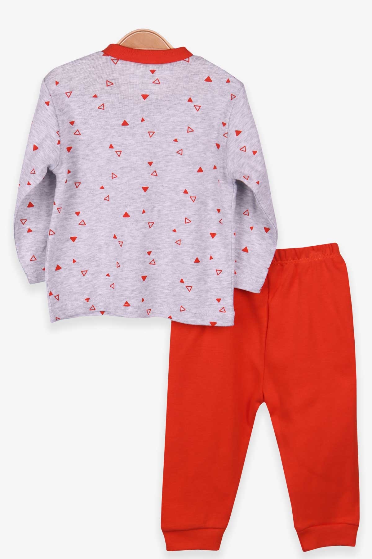 Breeze Erkek Bebek Pijama Takımı Geometrik Desenli Gri Melanj (0-3 Ay-9 Ay)