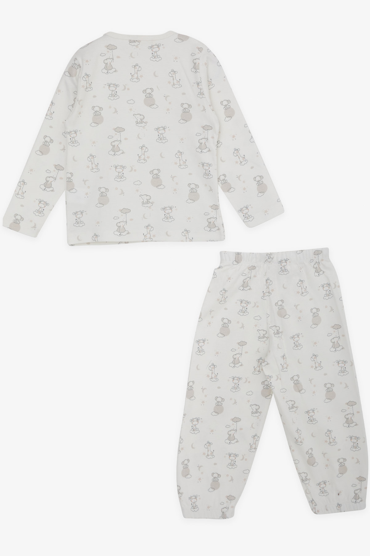 Breeze Erkek Bebek Pijama Takımı Gökyüzü Temalı Hayvancık Desenli Ekru (9 Ay-3 Yaş)