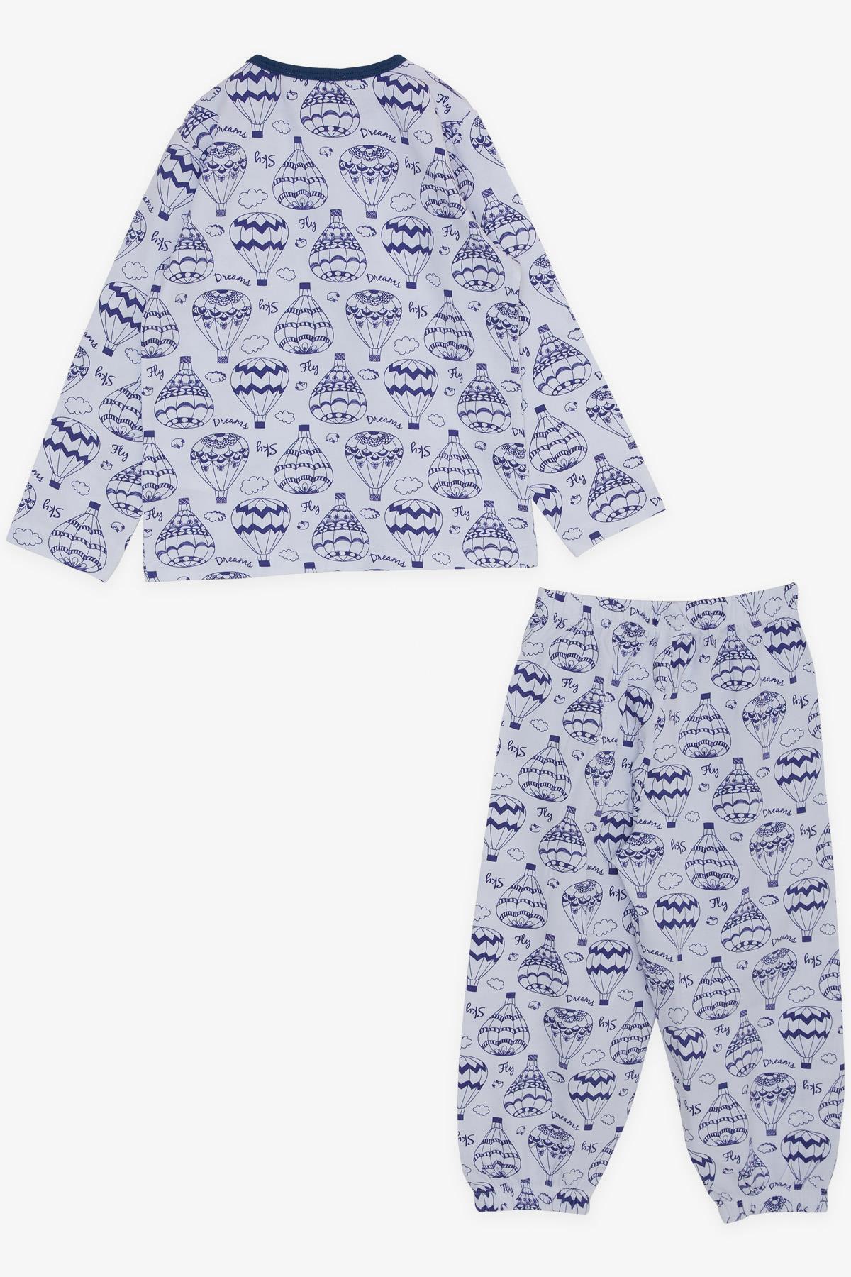 Breeze Erkek Bebek Pijama Takımı Gökyüzü Temalı Balon Desenli Beyaz (9 Ay-3 Yaş)