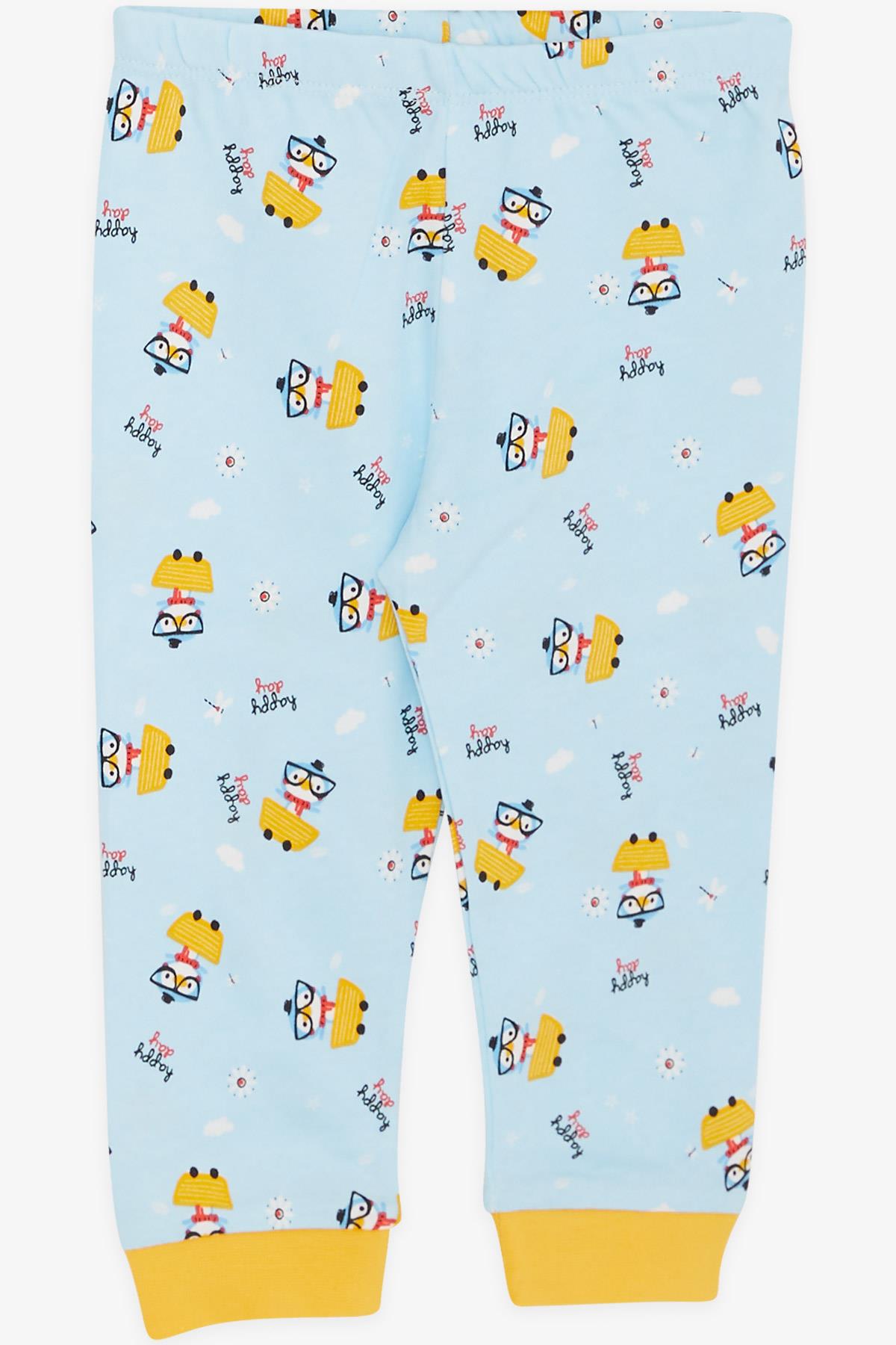 Breeze Erkek Bebek Pijama Takımı Gözlüklü Penguencik Desenli Açık Mavi (4 Ay-1 Yaş)