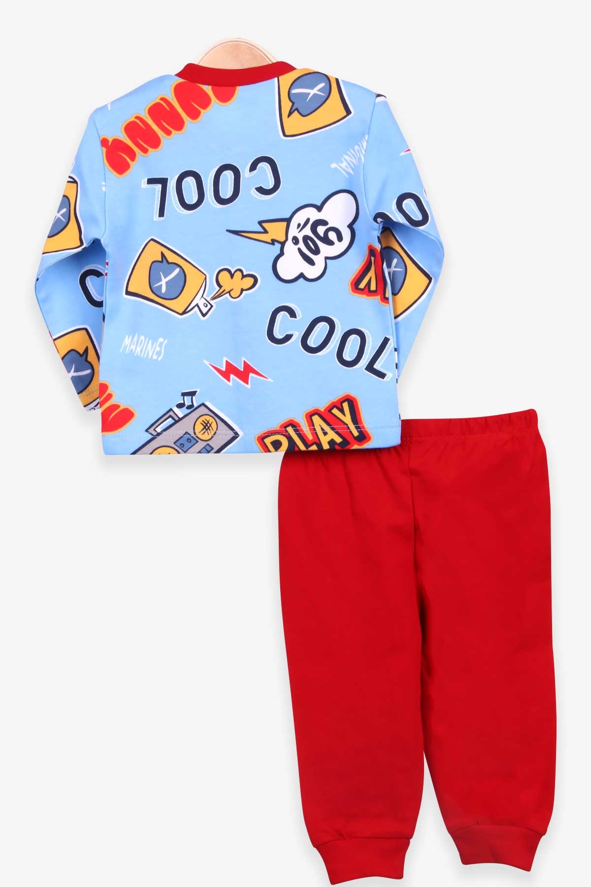 Breeze Erkek Bebek Pijama Takımı Graffiti Temalı Açık Mavi (4 Ay-1 Yaş)