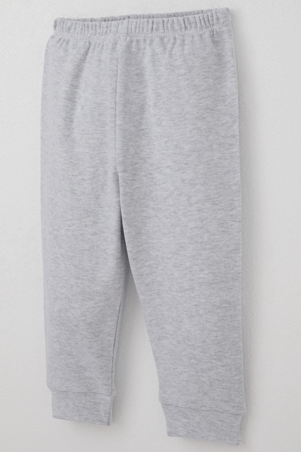 Breeze Erkek Bebek Pijama Takımı Hareketli Kedicik Desenli Gri Melanj (4 Ay-1 Yaş)